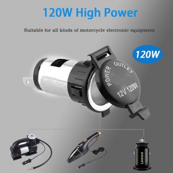 Car Accessories Waterproof Heat Resisting Plastic Power Socket DC 12V 120W Motorcycle Car Tractor Cigarette Lighter Plug Outlet