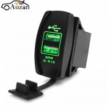 12/24V Dual USB Socket Car Charger Power Adapter 3.1A 5V Output With 4 Color LED Light For All Phone For Toyota/Skoda/VW/Audi