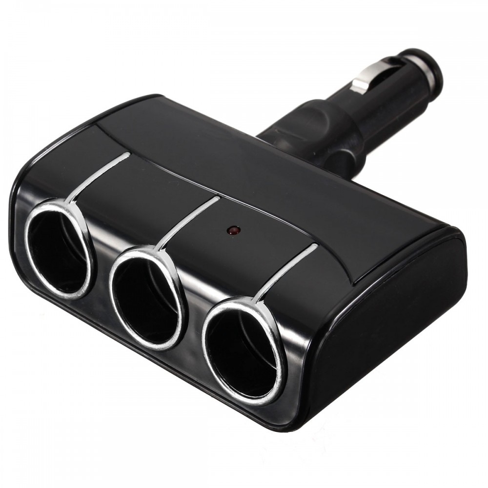 KROAK DC 12V/24V Triple 3 Way Splitter Car Cigarette Lighter Socket Power Adapter Charger