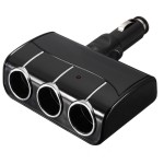 KROAK DC 12V/24V Triple 3 Way Splitter Car Cigarette Lighter Socket Power Adapter Charger