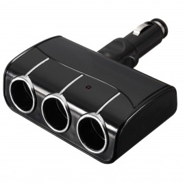 KROAK DC 12V/24V Triple 3 Way Splitter Car Cigarette Lighter Socket Power Adapter Charger