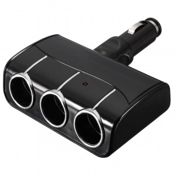 KROAK DC 12V/24V Triple 3 Way Splitter Car Cigarette Lighter Socket Power Adapter Charger