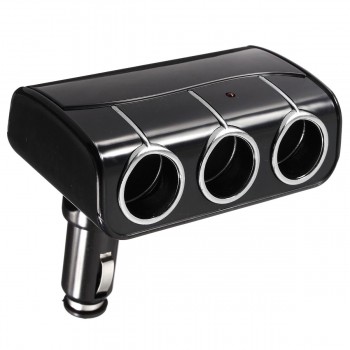 KROAK DC 12V/24V Triple 3 Way Splitter Car Cigarette Lighter Socket Power Adapter Charger