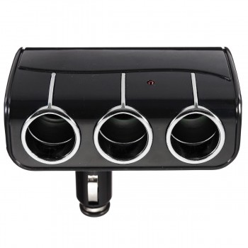 KROAK DC 12V/24V Triple 3 Way Splitter Car Cigarette Lighter Socket Power Adapter Charger