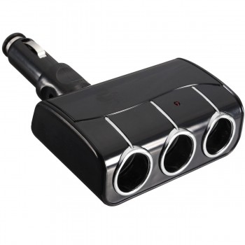 KROAK DC 12V/24V Triple 3 Way Splitter Car Cigarette Lighter Socket Power Adapter Charger