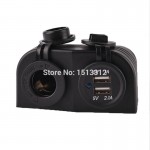 12-24V DIY Waterproof Motocycle Dual USB Port Charger 3.1A Adapter w/ Cigarette Lighter Power Socket (12~24V)