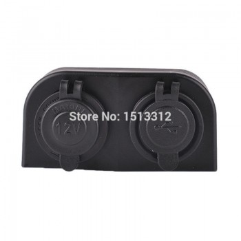 12-24V DIY Waterproof Motocycle Dual USB Port Charger 3.1A Adapter w/ Cigarette Lighter Power Socket (12~24V)