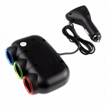 12V-24V 5V/2.1A 120W Multi Socket Auto Car Cigarette Lighter Splitter USB Power Adapter Charger with Switch Charger for iPhone