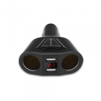 Onever 2 Socket 12V Car Cigarette Lighter Splitter 2 USB Power Socket Adapter Current Voltmeter Dual USB Car Charger For iPhone