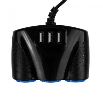 12V/24V 120W 3 Way Auto Sockets Car Cigarette Lighter Adapter LSplitter Lighter 5V 3.1A Output Power 3 USB Car Charger