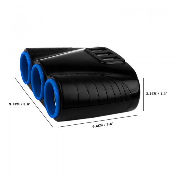 12V/24V 120W 3 Way Auto Sockets Car Cigarette Lighter Adapter LSplitter Lighter 5V 3.1A Output Power 3 USB Car Charger