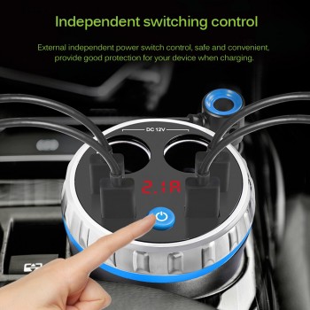 Max 5V 3.1A 4 USB Car Charger for iPhone Samsung Tablet Dual Cigarette Lighter Car Cup Electronic Lighter Socket Splitter