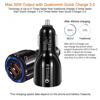 Quick Charge 3.0 Car Charger Cigarette Lighter Socket Adapter QC 3.0 Dual USB Port Fast Charge Car Accessories For Phone DVR MP3