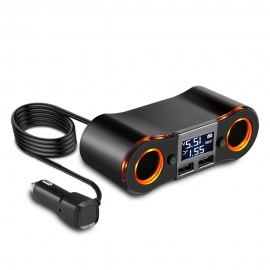 Onever Car Cigarette Lighter Socket Splitter Power Adapter Outlet with Independent Switch 3.5A Dual USB Charger DC12-24V