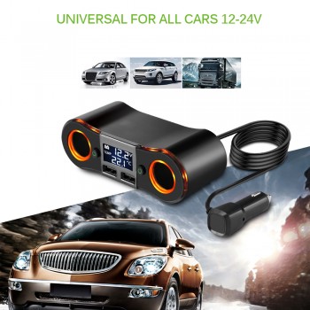 Onever Car Cigarette Lighter Socket Splitter Power Adapter Outlet with Independent Switch 3.5A Dual USB Charger DC12-24V