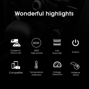 Onever Car Cigarette Lighter Socket Splitter Power Adapter Outlet with Independent Switch 3.5A Dual USB Charger DC12-24V