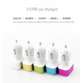 Auto electronic accessories,portable car chargers,sockets,input 12 v,output 5v 2.1A,three USB connectors,random color