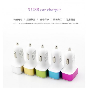 Auto electronic accessories,portable car chargers,sockets,input 12 v,output 5v 2.1A,three USB connectors,random color