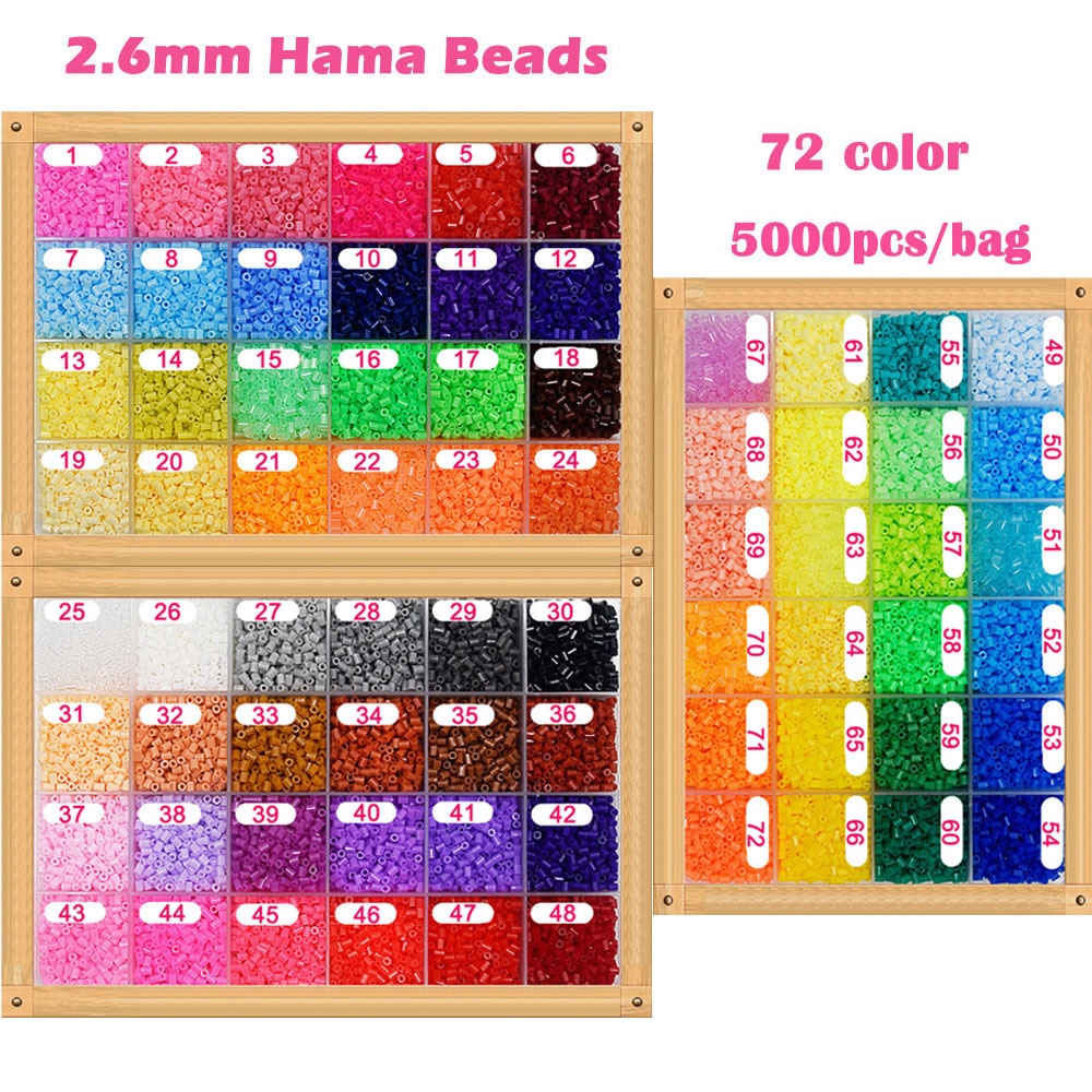 5000pcs/bag 2.6mm Hama Beads 72 Colors For Choose Kids Education Diy Toys 100% Quality Guarantee New Perler Beads Wholesale