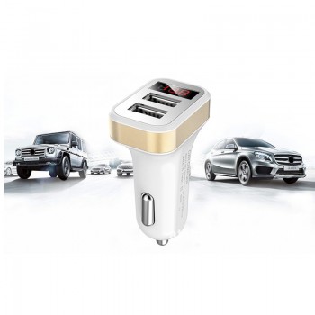 Dual USB Car Charger Adapter 5V 3.1A Digital LED Voltage/Current Display Auto Vehicle Metal Charger For Smart Phone/Tablet