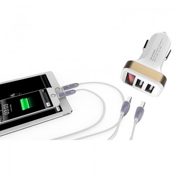 Dual USB Car Charger Adapter 5V 3.1A Digital LED Voltage/Current Display Auto Vehicle Metal Charger For Smart Phone/Tablet