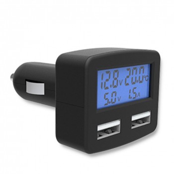Universal 5 in1 3A Car-charger DC 5V Dual USB Ports Car Phone Charger with Temperature Voltage Current Display