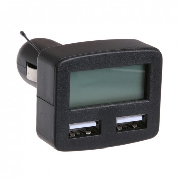 Universal 5 in1 3A Car-charger DC 5V Dual USB Ports Car Phone Charger with Temperature Voltage Current Display