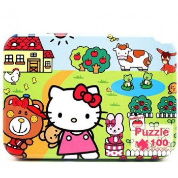 100pcs/set Wooden Puzzle Cartoon Toy 3D Wood Puzzle Iron Box Package Jigsaw Puzzle for Child Early Educational Montessori Toys