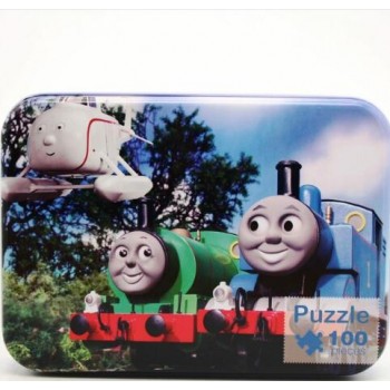 100pcs/set Wooden Puzzle Cartoon Toy 3D Wood Puzzle Iron Box Package Jigsaw Puzzle for Child Early Educational Montessori Toys