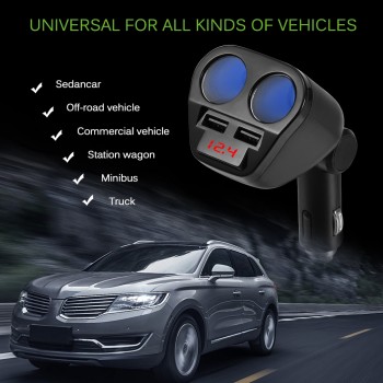 120W Car Power Adapter Cigarette Lighter Socket Splitter Hub With Dual USB Charger 5V/3.4A For IPhone IPad Car DVR Kits