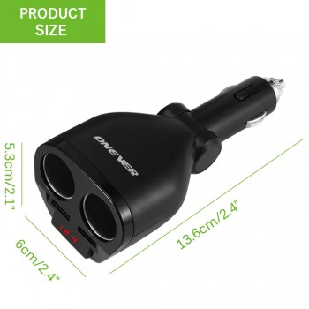 120W Car Power Adapter Cigarette Lighter Socket Splitter Hub With Dual USB Charger 5V/3.4A For IPhone IPad Car DVR Kits