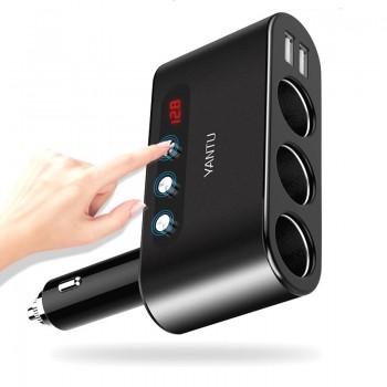 3 Socket 2 USB Car Cigarette Lighter Splitter 120W 3.1A 12V/24V Automobile Charger Adapter With Voltage Display For Phone DVR