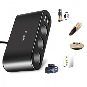 3 Socket 2 USB Car Cigarette Lighter Splitter 120W 3.1A 12V/24V Automobile Charger Adapter With Voltage Display For Phone DVR