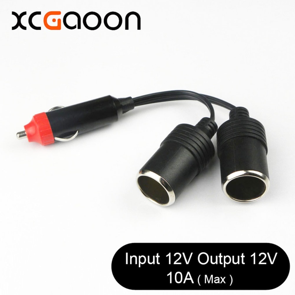 XCGaoon 2 Ways Triple Car Cigarette Lighter Splitter Female Socket Plug Power Adapter Connector, input 12V Output 12V 10A