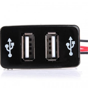 Marsnaska Free Shipping Car 2.1A Dual USB Port Charger Smartphone PDA DVR + Audio Input for Toyota VIGO Best Quality