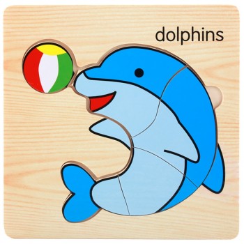 Wooden Toys Building Blocks For Baby Educational Montessori Jigsaw Puzzel For Children 3 years Cat Animal Baby Training JA25a