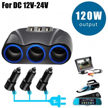 universal 3 ways car auto cigarette lighter socket splitter power 12v female car cigarette lighter socket plug connector