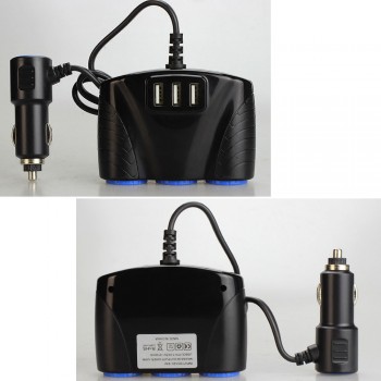 universal 3 ways car auto cigarette lighter socket splitter power 12v female car cigarette lighter socket plug connector
