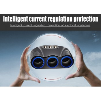 universal 3 ways car auto cigarette lighter socket splitter power 12v female car cigarette lighter socket plug connector
