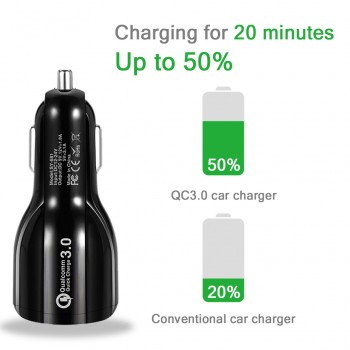 Quick Charge 3.0 Car Charger For Mobile Phone Dual Usb Power adapter Qualcomm Qc 3.0 Fast Charging Adapter Mini Usb Car Charger