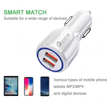 Quick Charge 3.0 Car Charger For Mobile Phone Dual Usb Power adapter Qualcomm Qc 3.0 Fast Charging Adapter Mini Usb Car Charger