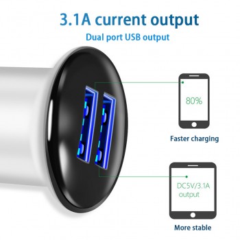 Dual USB Car Charger 5V 3.1A max For iphone X 8 7 Plus Universal car cigarette lighter adapter For Samsung S7 S6 USB Chargers
