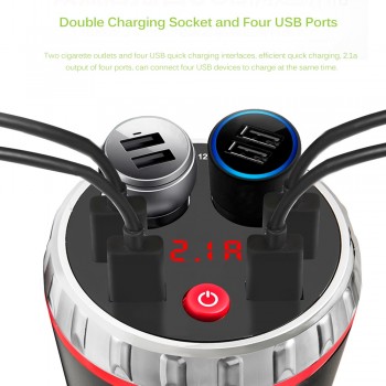 Onever 5V 3.1A 4 USB Expand Back Seat Car Charger Car Cup Electronic Lighter Socket Splitter Tablet Dual Cigarette Lighter