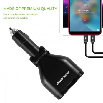 Onever 120W Car Cigarette Lighter Socket Splitter Hub Power Adapter With Dual USB Charger 5V/3.4A For IPhone IPad Car Kits DVR