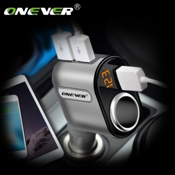 3 Ports USB Car Charger Car Cigarette Lighter Socket Splitter 5V 3.1A 12V-24V Max 80W Power Adapter with Voltage Display