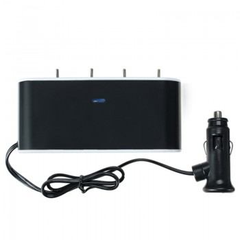 KROAK 4 Way Car Power Adapter Cigarette Lighter Socket Splitter Charger 12V/24V USB+LED Light Switch