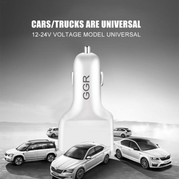New GGR Car Phone Charger Fast Charging 3.0 Port Vehicle Cigarette Lighter Plug 1-for-2 Multi-functional Charger