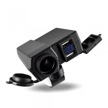 12V/24V Waterproof Car Boat Motorcycle Power adapter Dual USB Charger Voltmeter with 12V Cigarette Lighter Socket DY072