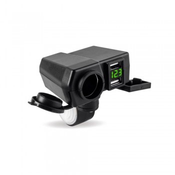 12V/24V Waterproof Car Boat Motorcycle Power adapter Dual USB Charger Voltmeter with 12V Cigarette Lighter Socket DY072