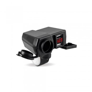 12V/24V Waterproof Car Boat Motorcycle Power adapter Dual USB Charger Voltmeter with 12V Cigarette Lighter Socket DY072